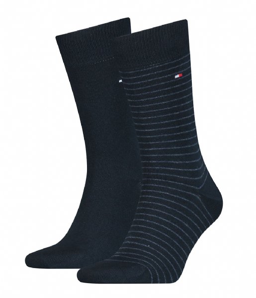Tommy Hilfiger  Men Small Stripe Sock 2P 2-Pack Dark Navy (322)